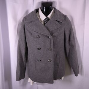 Old‎ Navy Gray Double Breasted Pea Coat Womens Small Recycled Wool